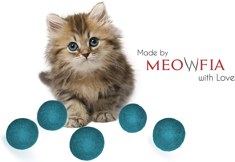 Juguetes de pelota de lana - Seguro para gatos y perros pequeños - Mini pelotas de tenis para perros y gatos de lana afieltrada de 1.5 pulgadas - paquete de 6