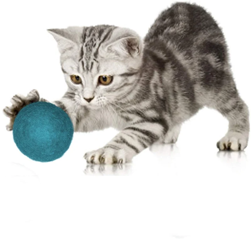 Juguetes de pelota de lana - Seguro para gatos y perros pequeños - Mini pelotas de tenis para perros y gatos de lana afieltrada de 1.5 pulgadas - paquete de 6