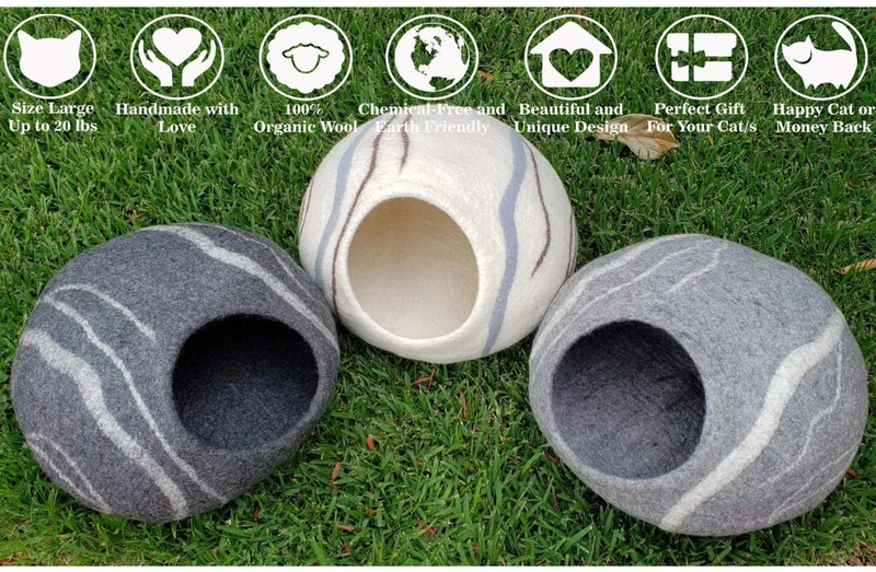 Juguetes de pelota de lana - Seguro para gatos y perros pequeños - Mini pelotas de tenis para perros y gatos de lana afieltrada de 1.5 pulgadas - paquete de 6