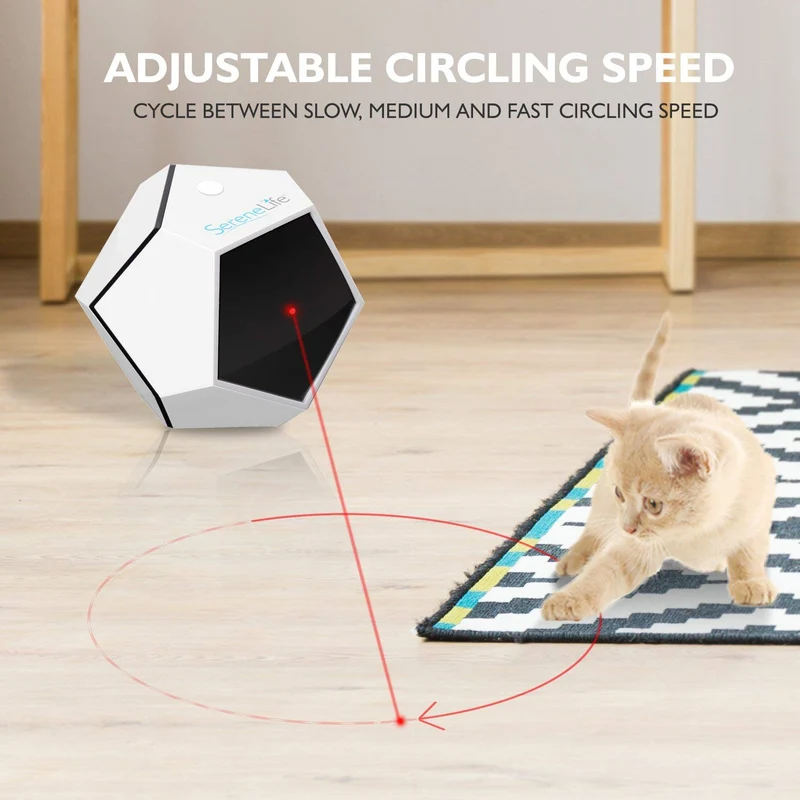 SereneLife SLCTLA40 - Puntero láser para gatos, automático, giratorio y electrónico, con luz LED