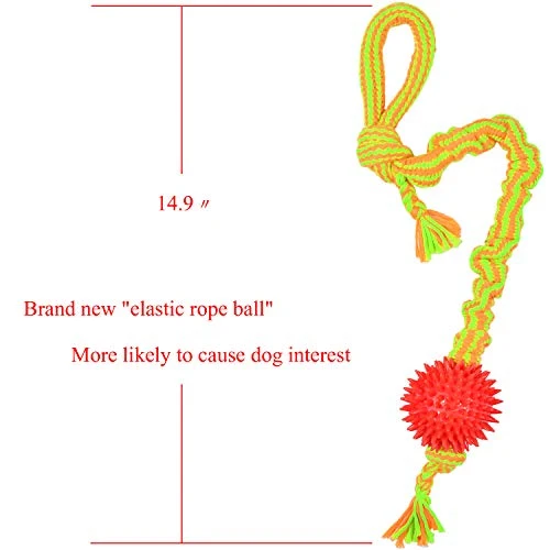 Well Love juguetes para perro. Juguetes para masticar. Cuerda de 100 % algodón natural. Juguetes chirrido, huesos para perro. Cuerdas para perro. Juguete de peluche para perros. Sogas para perro. Pelota de Tug Of War. Juguetes para perro 6 paquetes juego