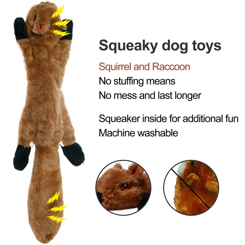 CNMGBB - Juguete para perro con chirridos, peluche de peluche resistente y sin pelusas, juguete para perros de tamaño mediano y grande, paquete de 5 (peluche para zorros y pingüinos), 24.0 in