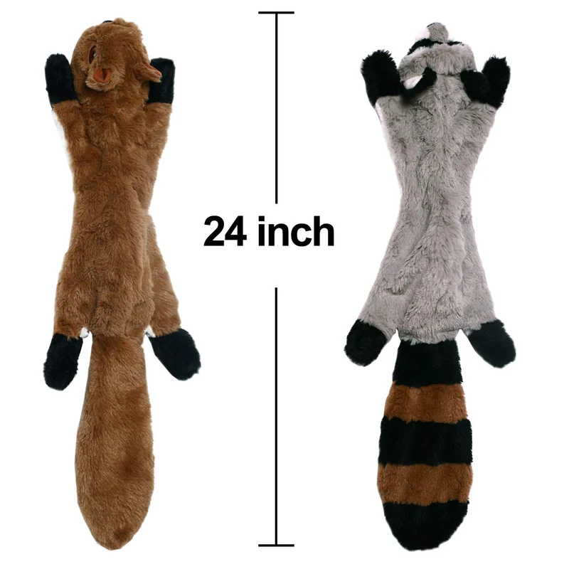 CNMGBB - Juguete para perro con chirridos, peluche de peluche resistente y sin pelusas, juguete para perros de tamaño mediano y grande, paquete de 5 (peluche para zorros y pingüinos), 24.0 in