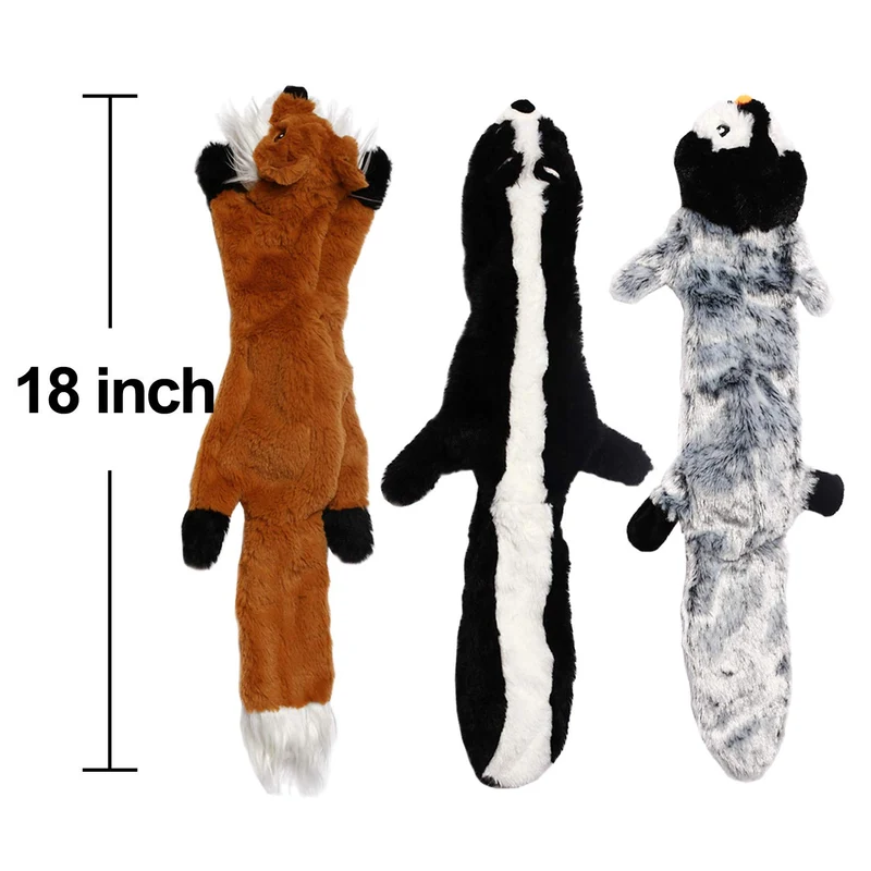 CNMGBB - Juguete para perro con chirridos, peluche de peluche resistente y sin pelusas, juguete para perros de tamaño mediano y grande, paquete de 5 (peluche para zorros y pingüinos), 24.0 in
