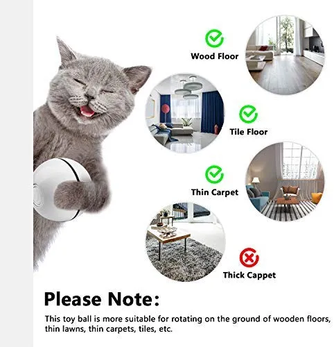 Juguetes interactivos para gatos de UNZANO para gatos con luz LED roja integrada, recargable por USB, gira y gira automáticamente el juguete de la pelota del gato y los perseguidores para estimular el ejercicio de tu mascota, perseguir y caza
