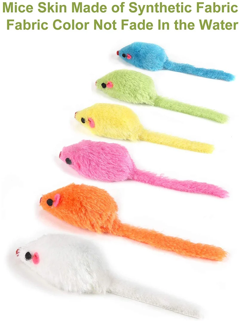 MeoHui 30 piezas de juguetes para gatos, 5.5 in de piel sintética, ratón, ratón, sonajero, sonajero, juguete para gato, gato, gato, ejercicio, interactivo, juego interactivo, 6 colores surtidos