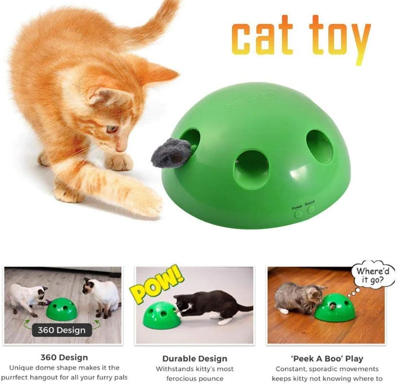 JUNMAO Juguetes interactivos para gatos, juguete interactivo para gatos, divertido juguete de entrenamiento de rasguños para gatitos y mascotas, juguete electrónico inteligente para mover al azar, pluma y ratón