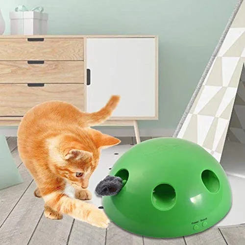 JUNMAO Juguetes interactivos para gatos, juguete interactivo para gatos, divertido juguete de entrenamiento de rasguños para gatitos y mascotas, juguete electrónico inteligente para mover al azar, pluma y ratón