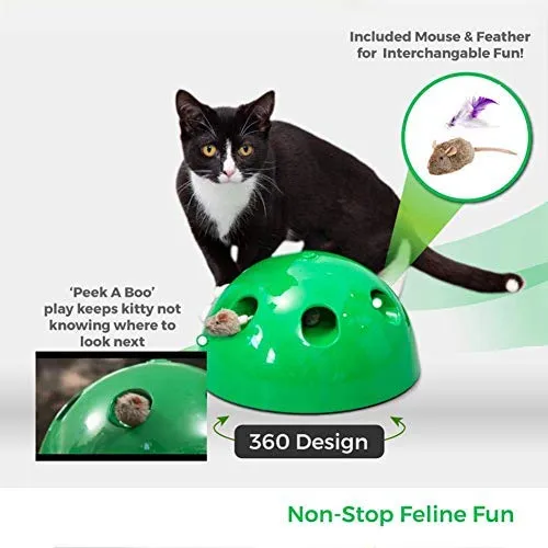 JUNMAO Juguetes interactivos para gatos, juguete interactivo para gatos, divertido juguete de entrenamiento de rasguños para gatitos y mascotas, juguete electrónico inteligente para mover al azar, pluma y ratón