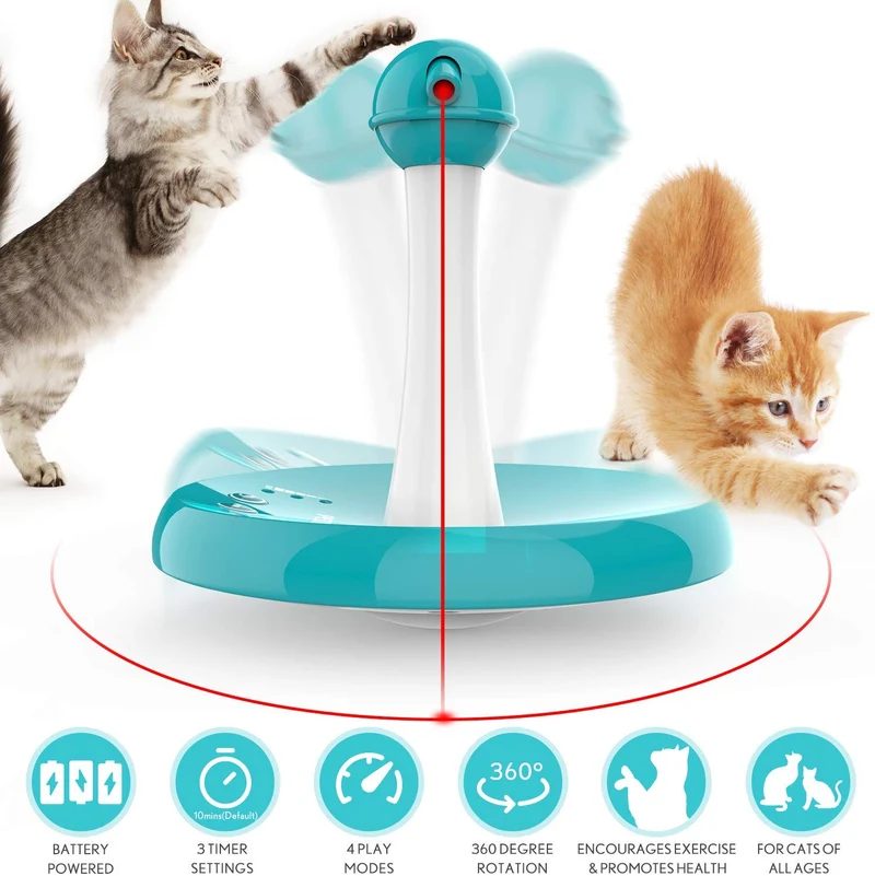 Newest Cat Laser Toy,Upgraded Interactive Tumbler Laser Toys for Pet,Automatic Electronic Cats Pets Kitten Chaser Toy with Laser Indoor,4 Speed Modes,3 Timer Settings,Irregular Circle,FDA Approved