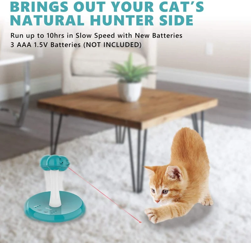 Newest Cat Laser Toy,Upgraded Interactive Tumbler Laser Toys for Pet,Automatic Electronic Cats Pets Kitten Chaser Toy with Laser Indoor,4 Speed Modes,3 Timer Settings,Irregular Circle,FDA Approved