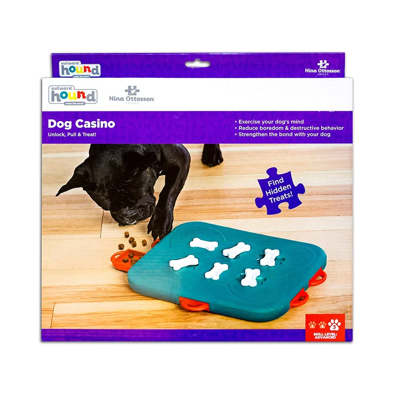 Outward Hound Nina Ottosson Dog Casino - Juego de puzzle para perros interactivo estimulante para dispensar dulces