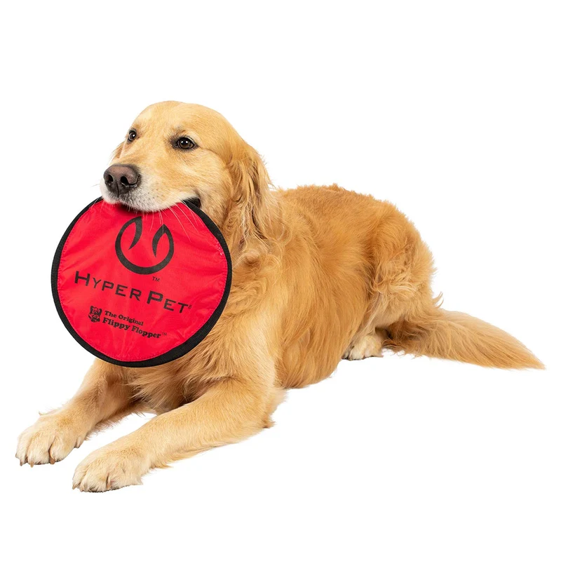 Hyper Pet Flippy Flopper Dog Frisbee Juguetes interactivos para perros [disco volador perro Fetch Toy – Flota en agua y seguro en los dientes] (los colores pueden variar)
