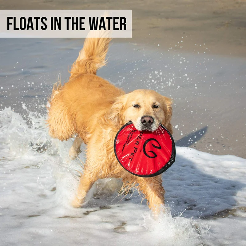 Hyper Pet Flippy Flopper Dog Frisbee Juguetes interactivos para perros [disco volador perro Fetch Toy – Flota en agua y seguro en los dientes] (los colores pueden variar)