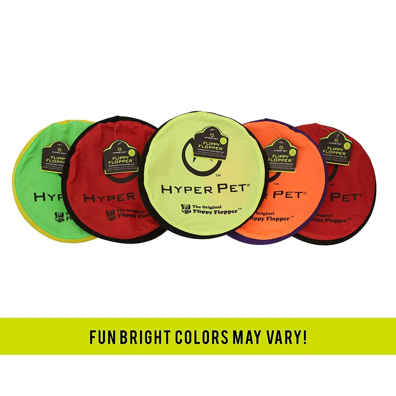 Hyper Pet Flippy Flopper Dog Frisbee Juguetes interactivos para perros [disco volador perro Fetch Toy – Flota en agua y seguro en los dientes] (los colores pueden variar)
