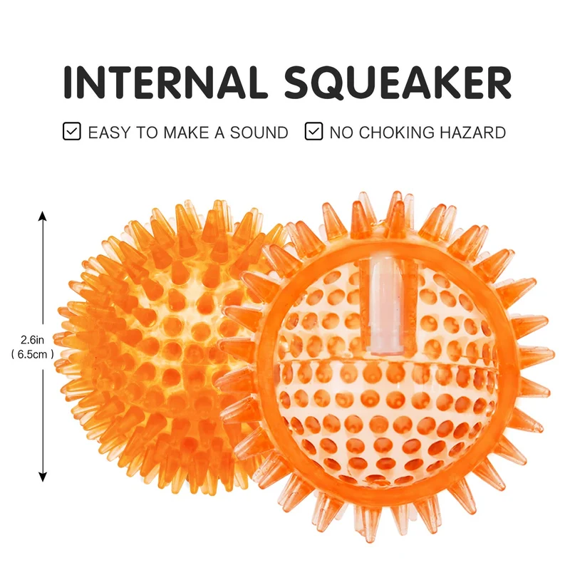 Bolas chirriantes para perros pequeños, pelotas de goma para perros, 6 unidades, colores brillantes, bolas de juguete para perro, juguetes chillones para perros, juguetes para masticar para perros pequeños, juguetes de dentición para cachorros