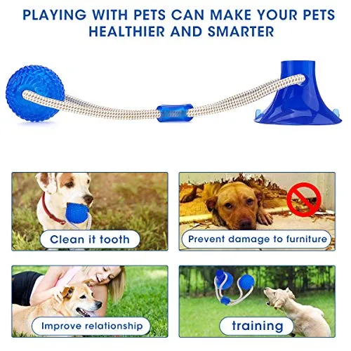 Juguete para morder Molar de GOCHANGE, cuerda interactiva multifunción, juguete de goma para masticar con ventosa para masticar, limpieza de dientes, apto para perros y gatos