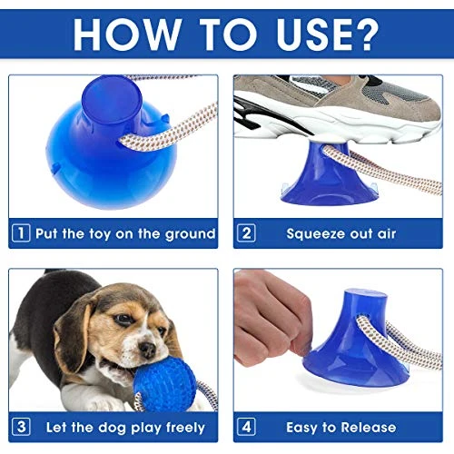 Juguete para morder Molar de GOCHANGE, cuerda interactiva multifunción, juguete de goma para masticar con ventosa para masticar, limpieza de dientes, apto para perros y gatos