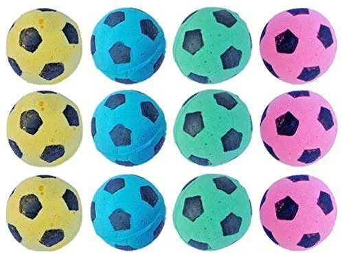 PETFAVORITES Pelotas de espuma de fútbol para gatos juguetes – Pack de 12