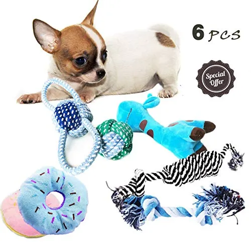 BUIBIIU Juguetes para perro, juguetes para masticar a cachorros, juguetes de dentición, juguetes de cuerda, pelotas
