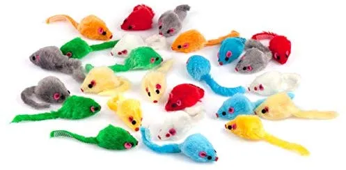 Chiwava 4.1'' Furry Cat Toy Mice Rattle Small Mouse Kitten Interactive Play Assorted Color