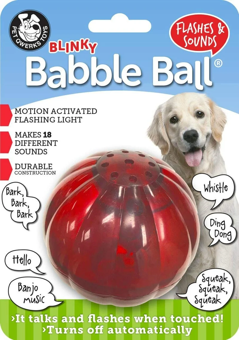 Juguete interactivo para perro Pet Qwerks Blinky Babble Ball, parpadea y habla cuando se toca