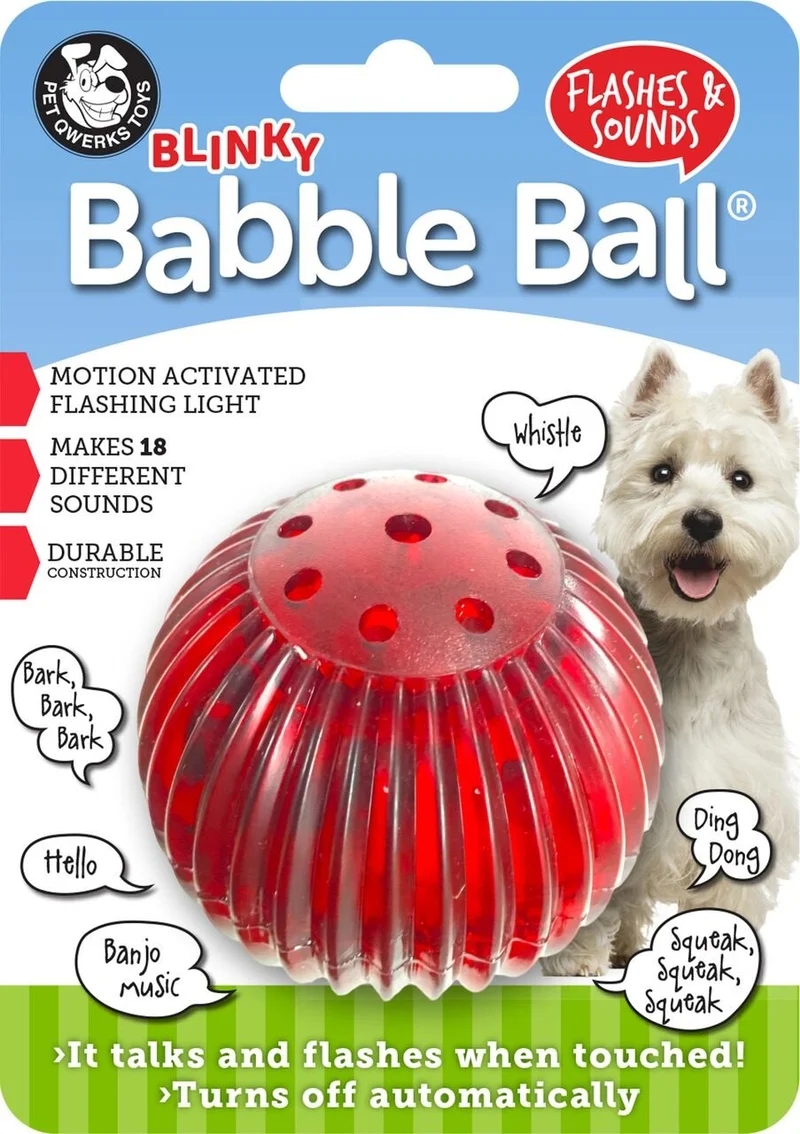 Juguete interactivo para perro Pet Qwerks Blinky Babble Ball, parpadea y habla cuando se toca