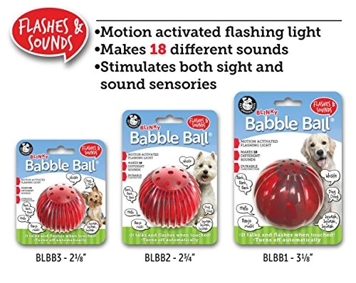 Juguete interactivo para perro Pet Qwerks Blinky Babble Ball, parpadea y habla cuando se toca