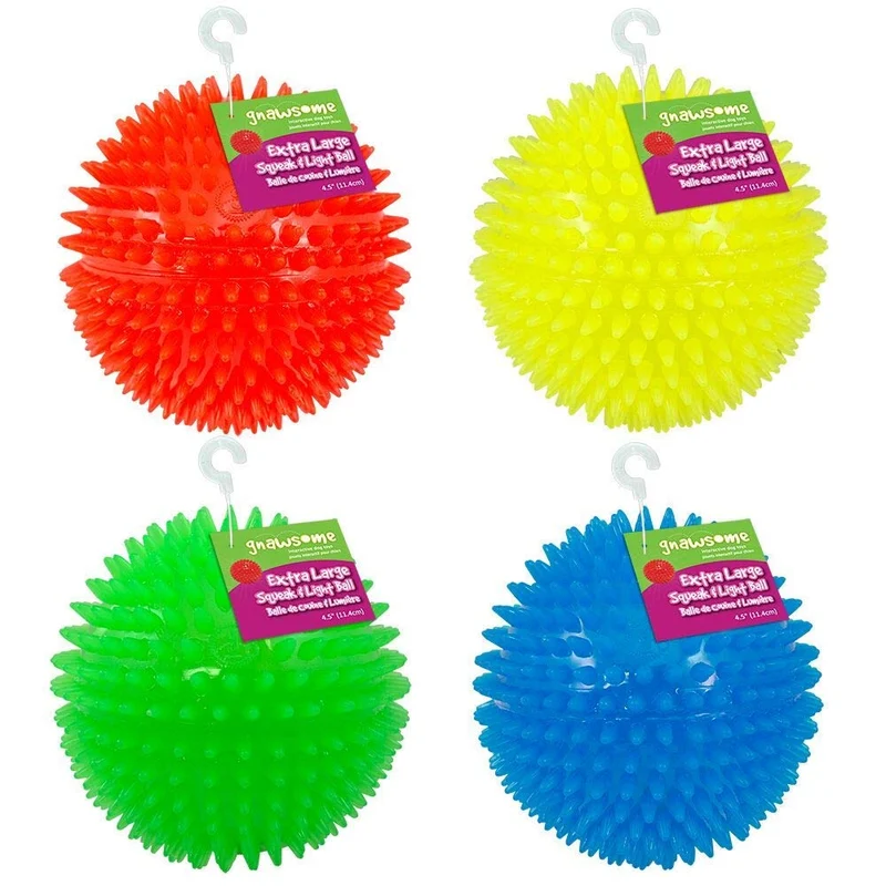 gnawsome Squeek & Light Up Ball Dog Toy, 4.5," extragrande colores variarán