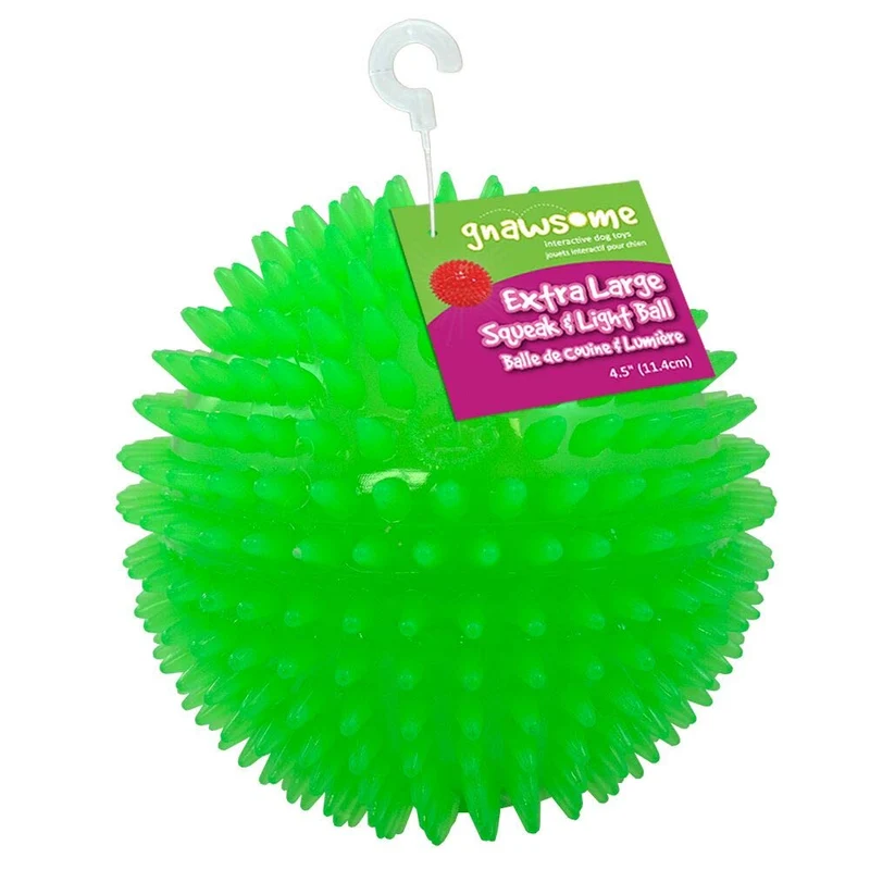 gnawsome Squeek & Light Up Ball Dog Toy, 4.5," extragrande colores variarán