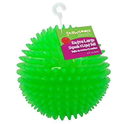 gnawsome Squeek & Light Up Ball Dog Toy, 4.5," extragrande colores variarán
