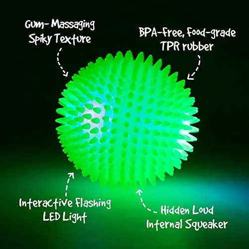 gnawsome Squeek & Light Up Ball Dog Toy, 4.5," extragrande colores variarán