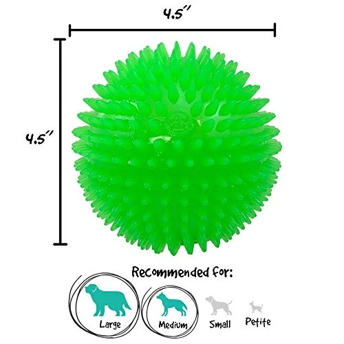 gnawsome Squeek & Light Up Ball Dog Toy, 4.5," extragrande colores variarán