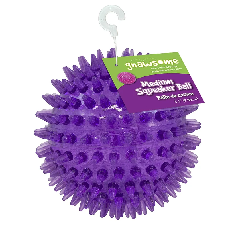 Gnawsome pelota para perro, juguete chillón mediano de 3.5", colores pueden variar.