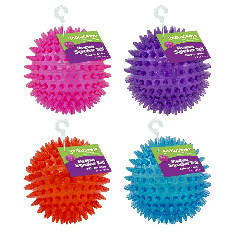 Gnawsome pelota para perro, juguete chillón mediano de 3.5", colores pueden variar.