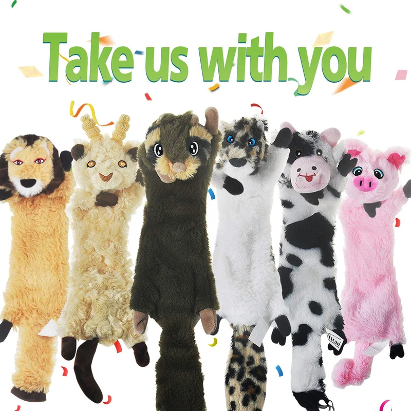 SHARLOVY - Juguetes para perros sin pelusa, 6 unidades, juguetes para perros pequeños, juguetes duraderos, juguetes para masticar perros, juguetes de peluche, bonitos animales naturales, juguetes para cachorros para dentición