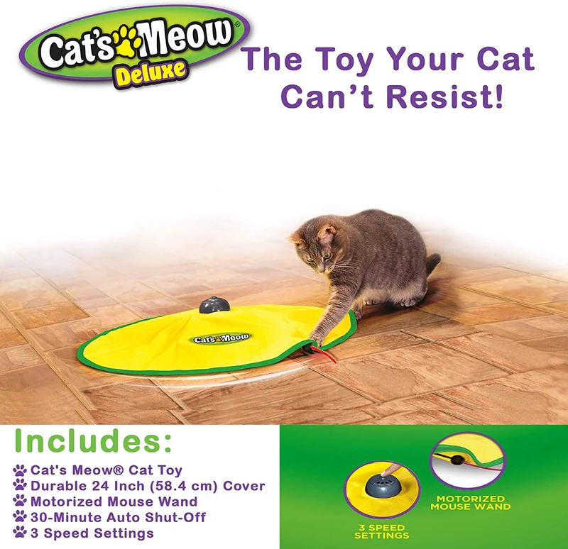 Juguete para gatos con varita motorizada, apagado automático de 30 minutos, 3 ajustes de velocidad, el juguete que tu gato no puede resistir.