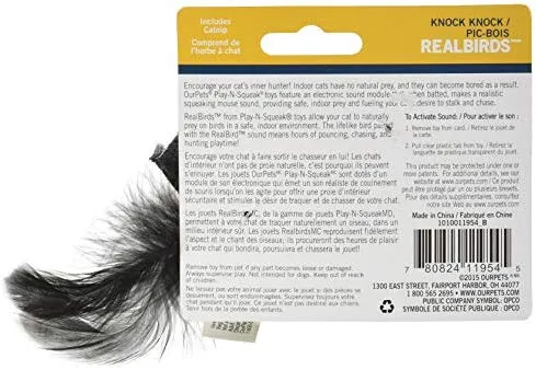 OurPets Play-N-Squeak - Juguete interactivo para gato, diseño de pájaros