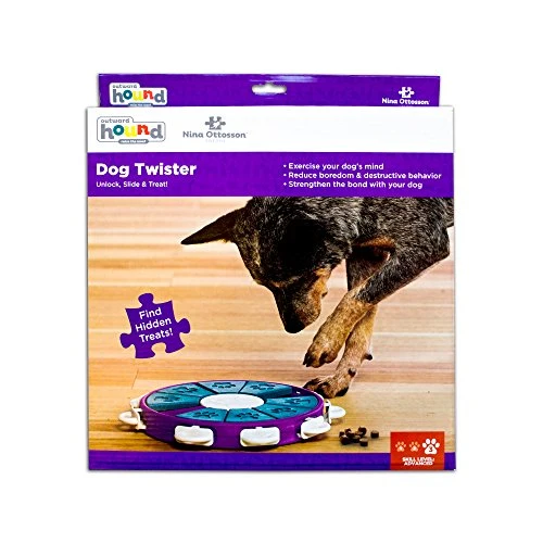 Nina Ottosson Dog Twister Advanced Dog Puzzle Toy - El estimulante juego de dispensación de dulces para cajas de juguetes de perros inteligentes, OS, Púrpura