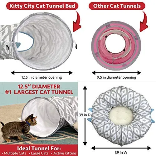 Kitty City Large Cat Tunnel Bed, Cat Bed, Pop Up Bed, Cat Toys, Christmas Tree