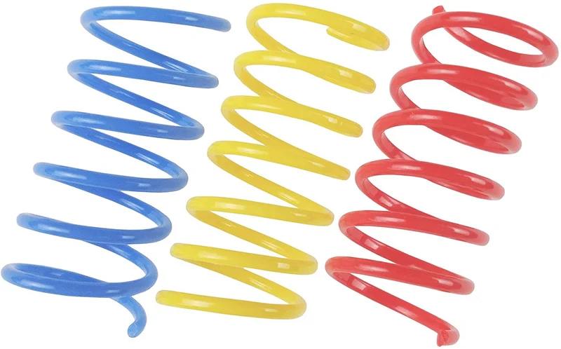 Juguetes de primavera para gatos estilo Tamu (60 unidades), bobinas divertidas para gatitos, plástico libre de BPA para swatting, morder, caza y juego saludable activo, espirales coloridas de 2.0 in