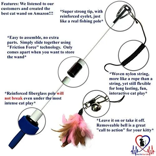 Juguete interactivo para gatos, varita para juegos y ejercicio con señuelo con plumas, de Pet Fit For Life
