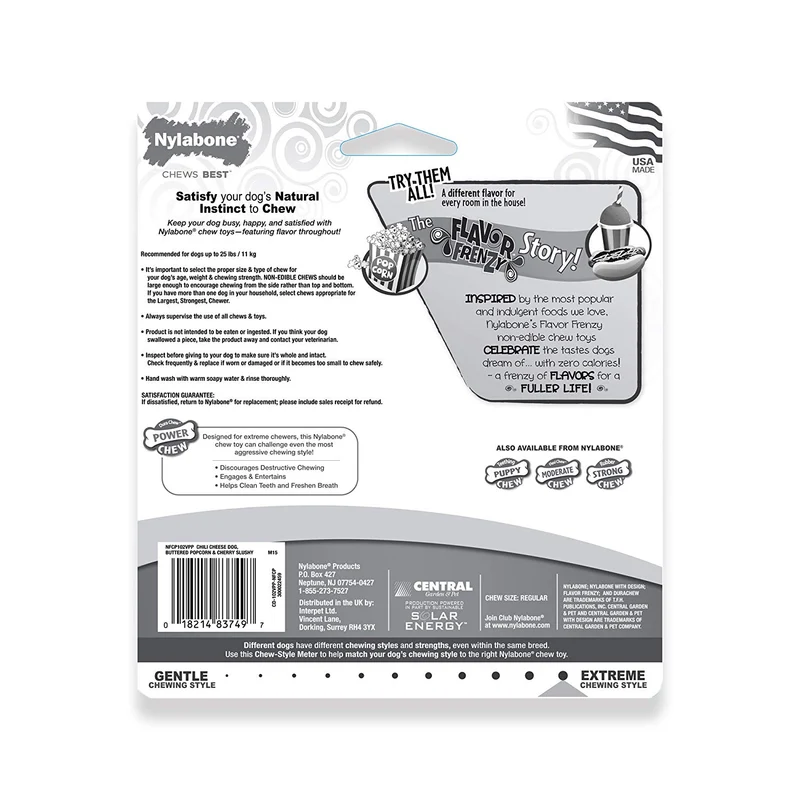 Nylabone Frenzy Regular Triple Pack Chili Queso perro, Buttered Popcorn & Slushy Sabor Masticar Juguetes
