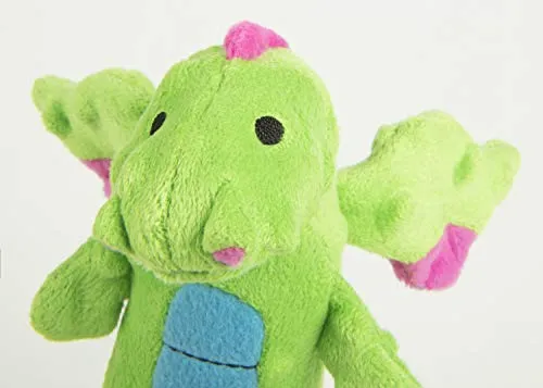 GoDog Skinny Dragons con protector para masticar, juguetes para perros de peluche duraderos con chirriadores