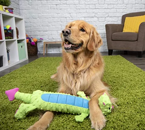 GoDog Skinny Dragons con protector para masticar, juguetes para perros de peluche duraderos con chirriadores
