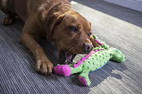GoDog Skinny Dragons con protector para masticar, juguetes para perros de peluche duraderos con chirriadores
