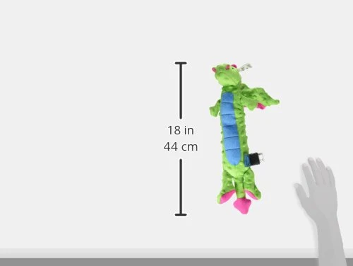 GoDog Skinny Dragons con protector para masticar, juguetes para perros de peluche duraderos con chirriadores