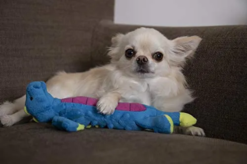 GoDog Skinny Dragons con protector para masticar, juguetes para perros de peluche duraderos con chirriadores