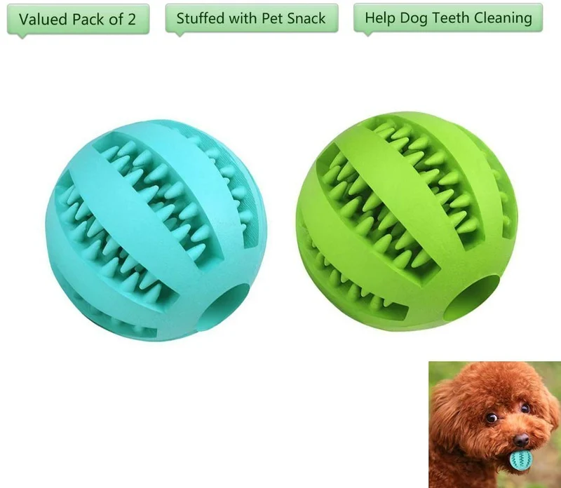Bojafa - Juguetes para perros con forma de bolas, duraderos, para masticar, para cachorros, limpieza de dientes de perros pequeños, grandes, para hacer salchichas, jugar y dispensar dulces