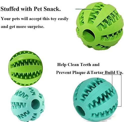 Bojafa - Juguetes para perros con forma de bolas, duraderos, para masticar, para cachorros, limpieza de dientes de perros pequeños, grandes, para hacer salchichas, jugar y dispensar dulces